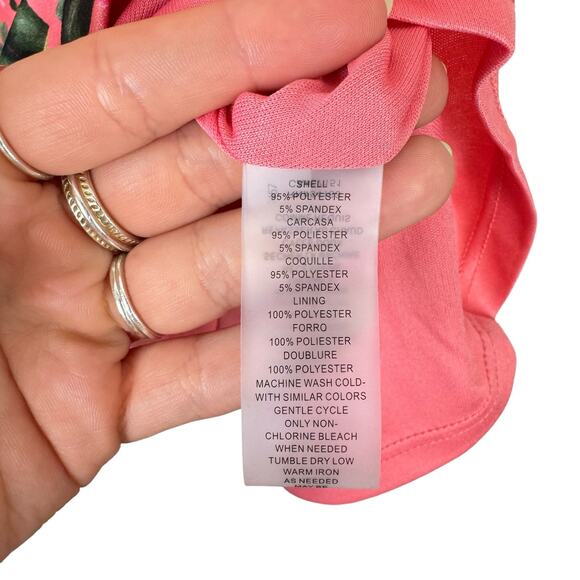 Vince Camuto NWT Coral Floral Pebbled Crepe Split Sleeve Fit & Flare Dress - Picture 10 of 10